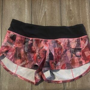 lululemon athletica Black and Pink Patterned Athletic Shorts